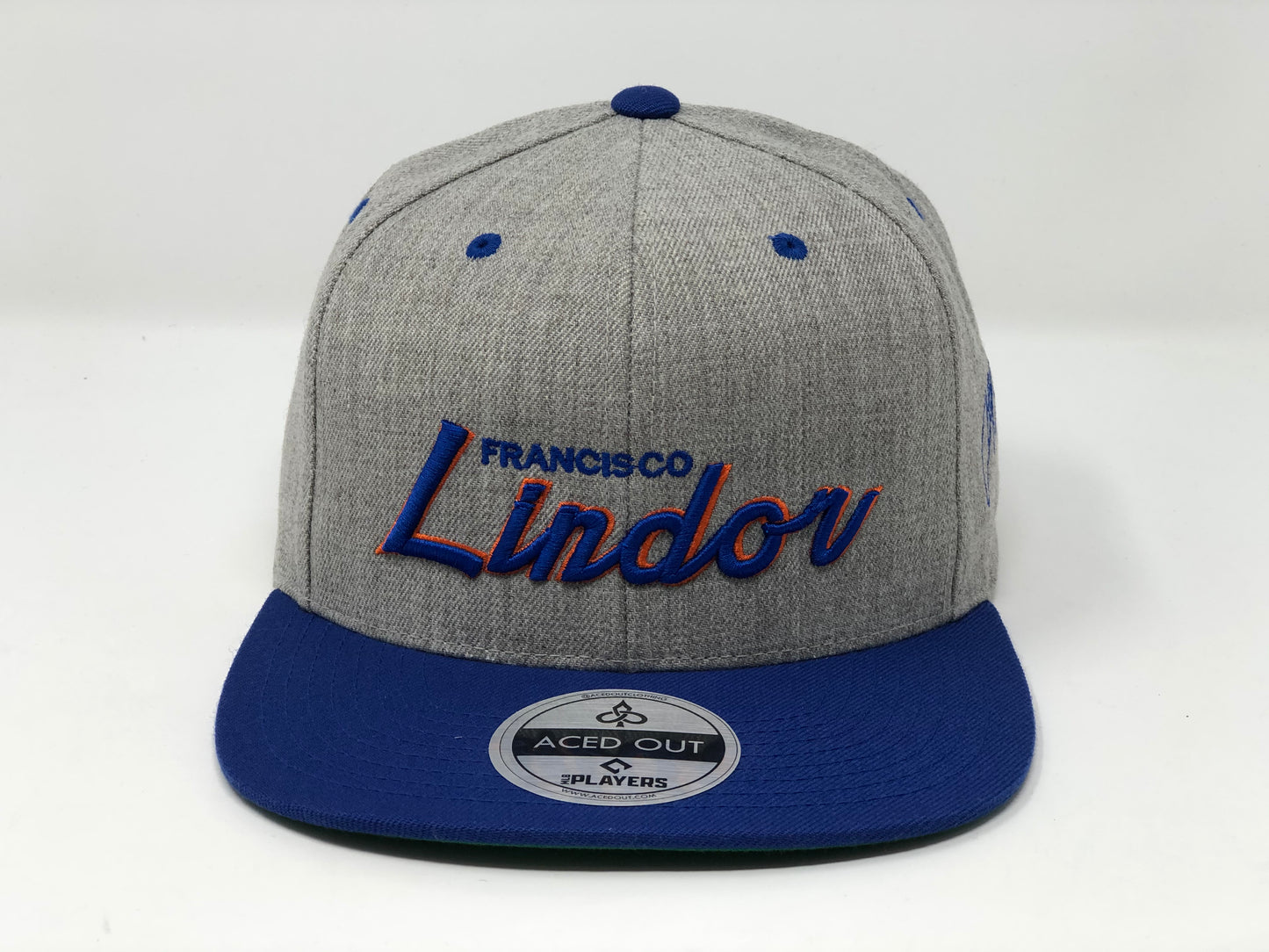 Francisco Lindor Script Hat -  Grey/Royal Snapback