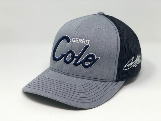 Gerrit Cole Script Hat - Grey/Navy Trucker