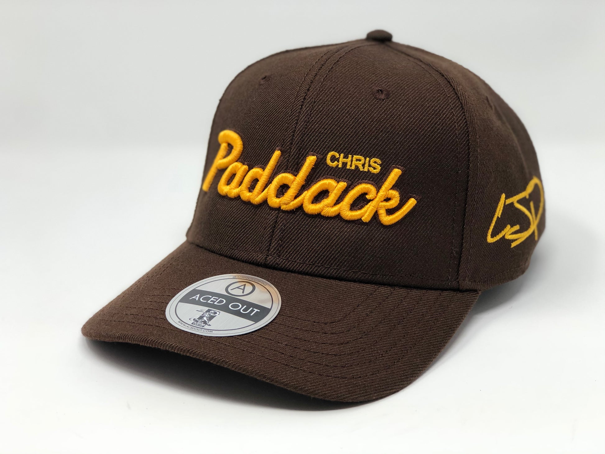 Chris Paddack Script Hat - Curved Snapback - Brown
