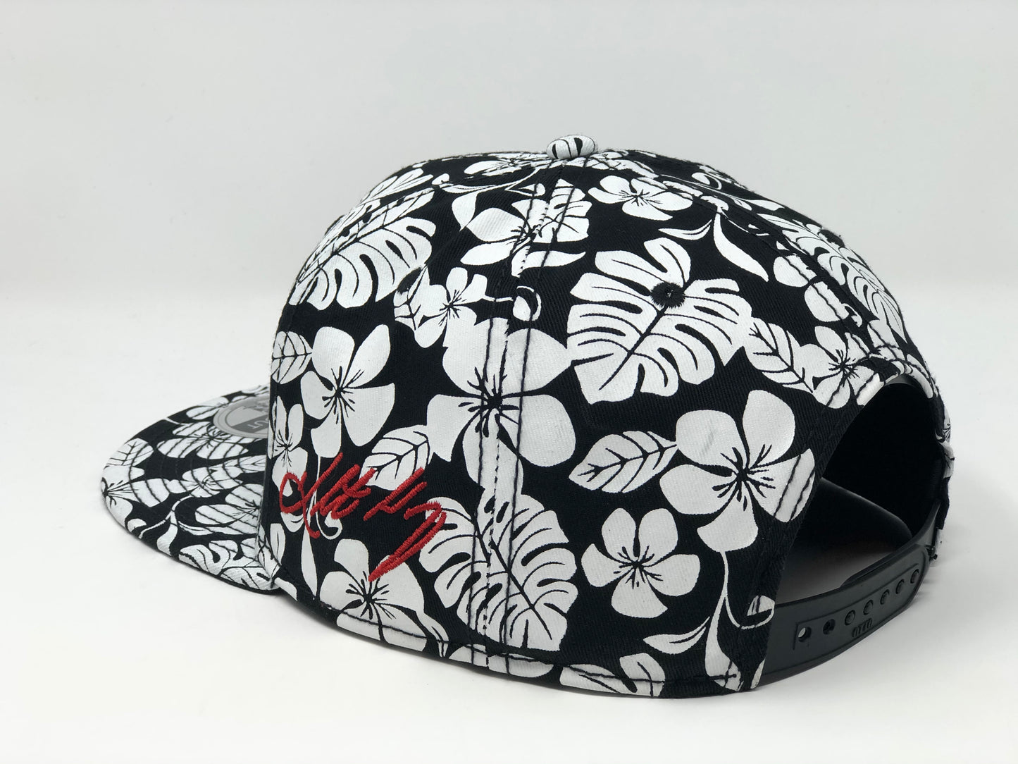 Kolten Wong KW16 Red Compass Hat - Black/White Aloha Snapback - Limited Edition of 16