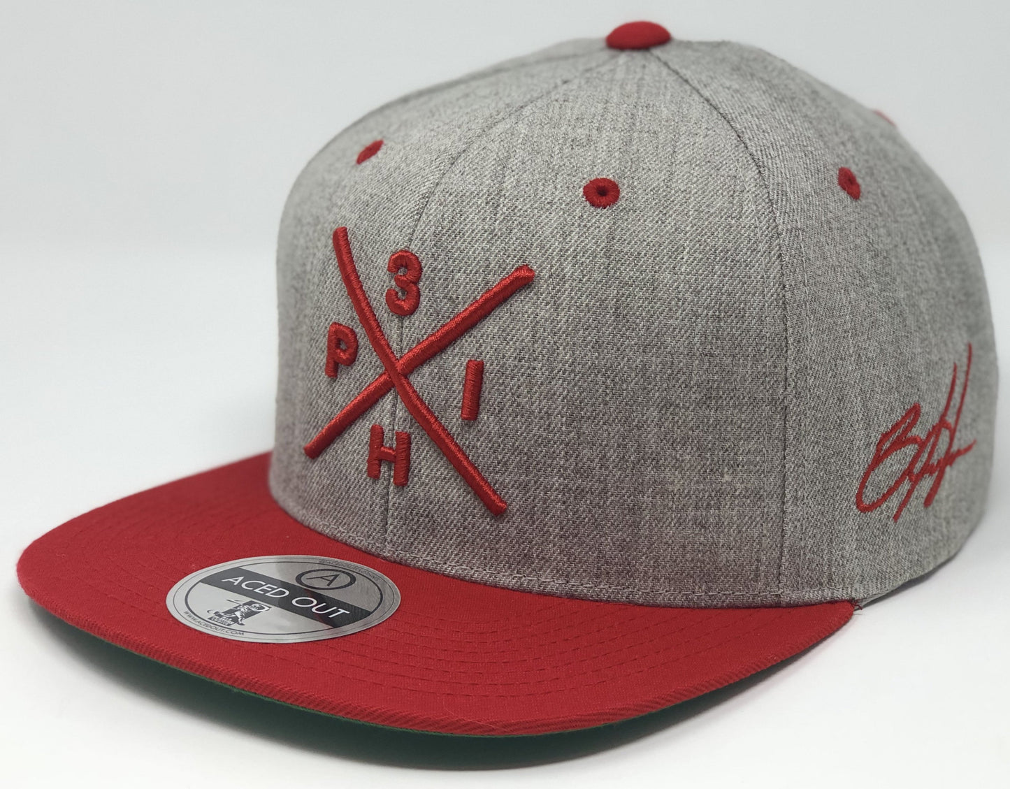 Bryce Harper Compass Hat - Grey/Red Snapback