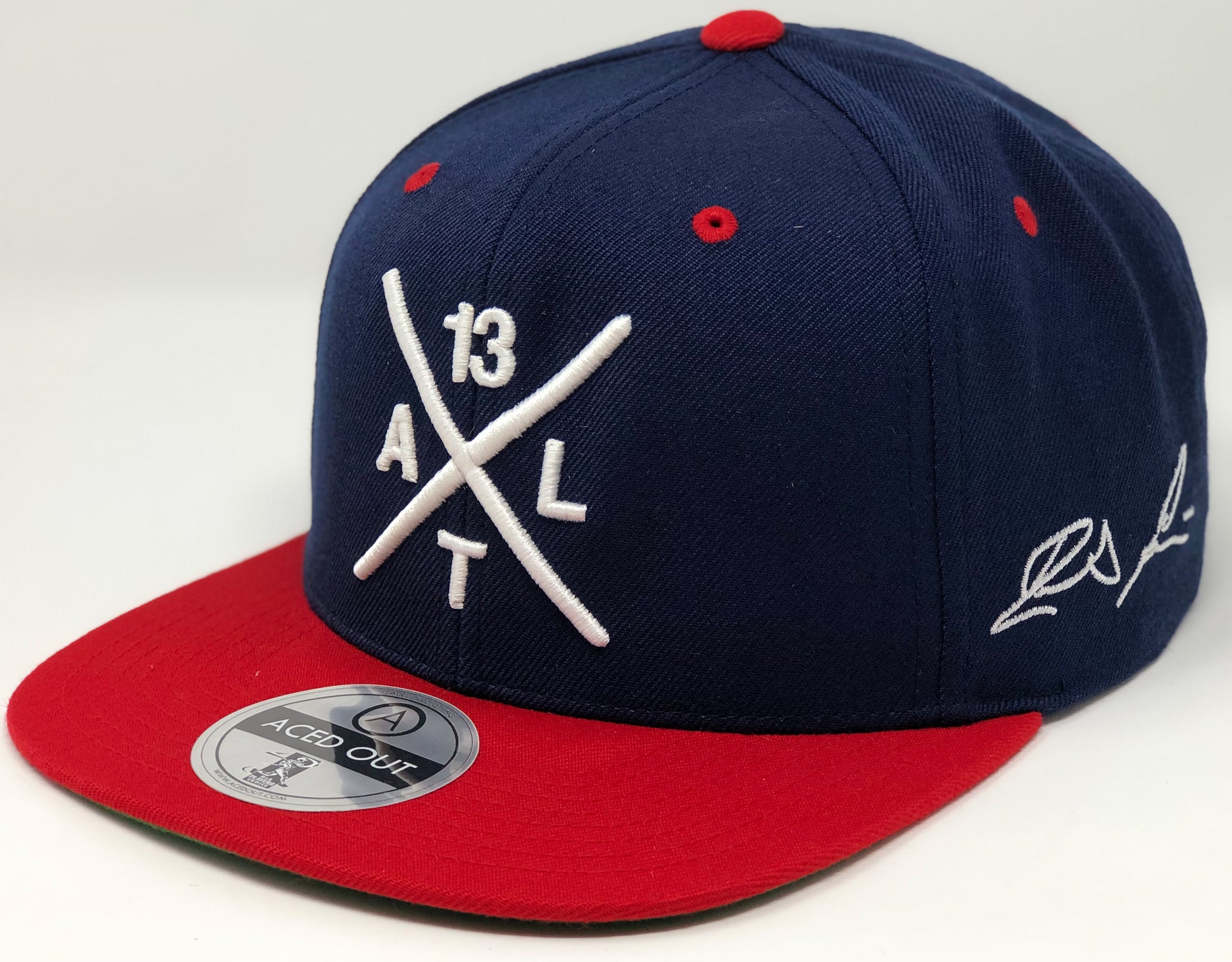 Ronald Acuna Jr Compass Hat - Navy/Red Snapback
