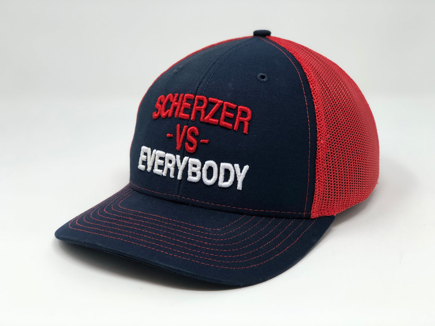 Max Scherzer vs EVERYBODY Hat - Navy/Red Trucker