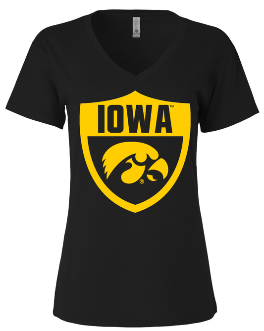 Iowa Hawkeyes Shield - Womens Vneck