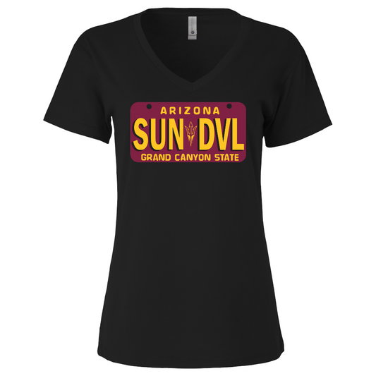 Arizona State SUN DVL License Plate - Womens Vneck