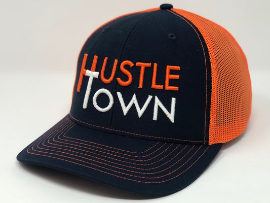 Hustle Town - Navy/Orange Trucker Hat